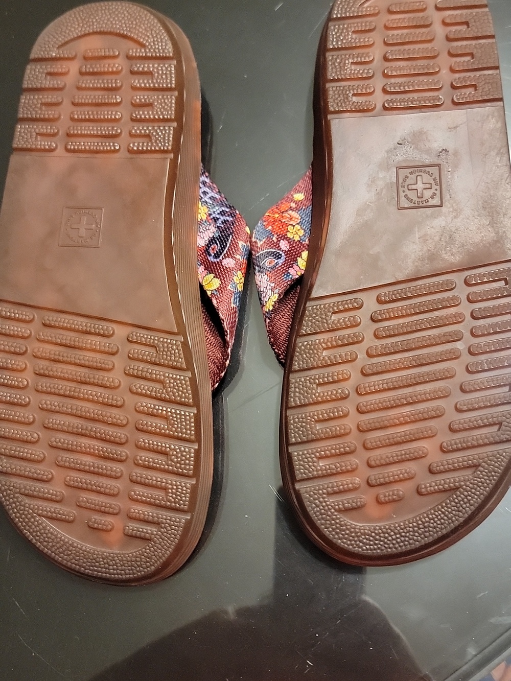 Dr. Martens Burgundy Floral Toe-Post Sandals - Picture 2 of 5